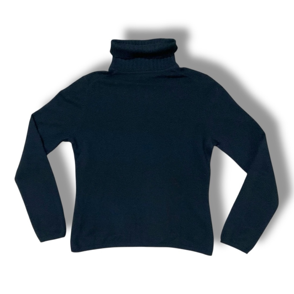 🖤 Luxe Black Cashmere Turtleneck Sweater 🖤 Size L - Picture 4 of 5